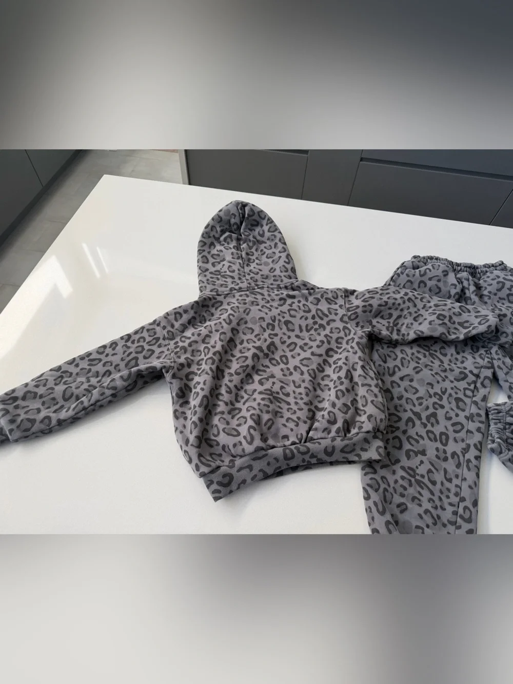 KIDS COMFRT Grey Leopard Print Hoodie & Jogger Set - Cozy Matching Outfit